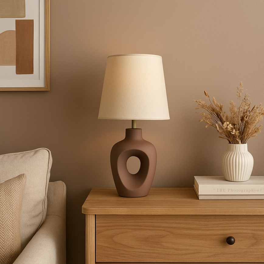 Rabalux - Asztali lámpa 1xE14/25W/230V barna/krémszínű