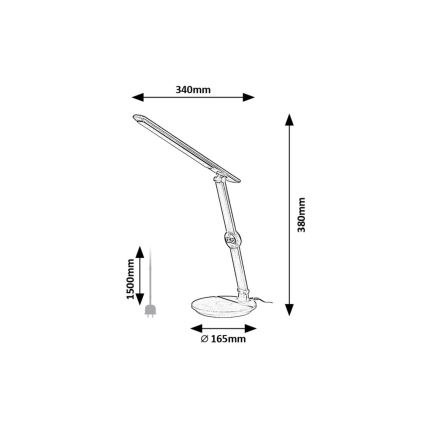 Rabalux - LED Dimmelhető érintős asztali lámpa - check kijelző LED/9W/230V 3000/4000/6500K
