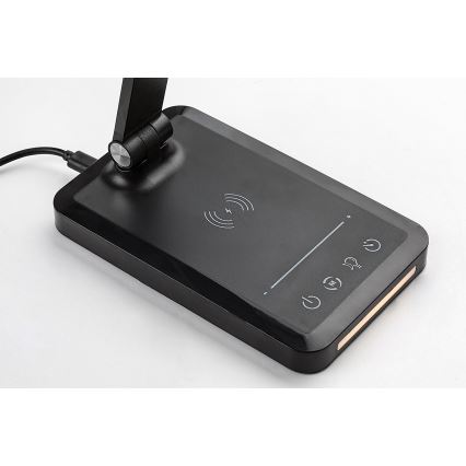 Rabalux 74213 - LED Dimmelhető flexible asztali lámpa vezeték nélküli töltéssel QI és USB LED/5W/5V 3000-6500K