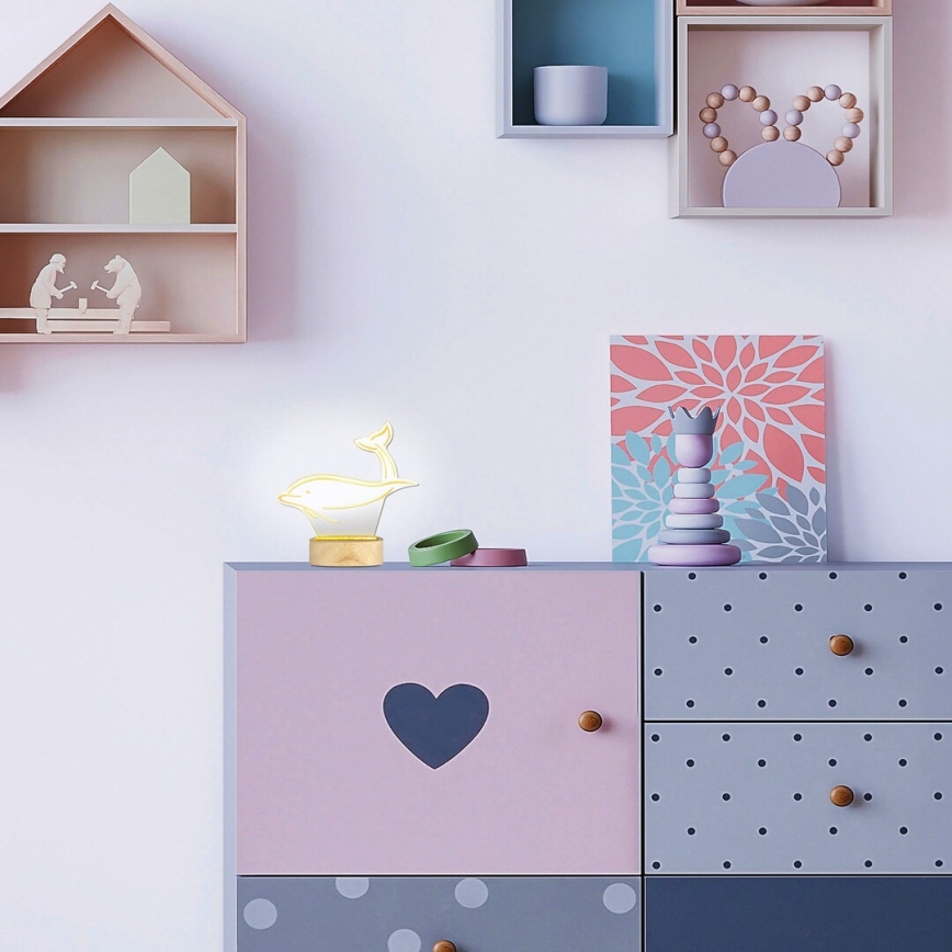 Rabalux - LED gyerek asztali lámpa LED/2W/5V 3000K delfin bükk