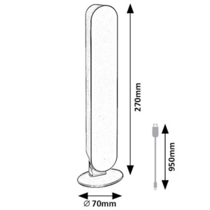 Rabalux - LED RGB állítható fényerejű asztali lámpa LED/3W/5V lila + távirányító