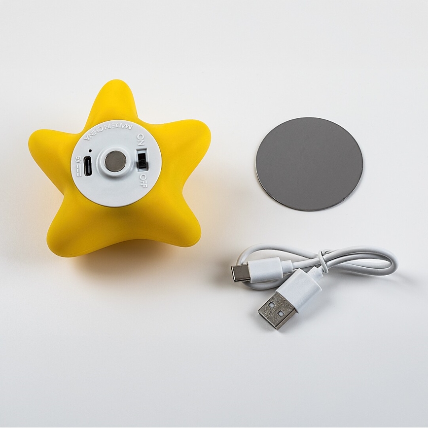 Rabalux - LED fényerőszabályozható újratölthető érintésvezérelt gyerek éjszakai lámpa LED/2,7W/5V 200 mAh csillag alakú
