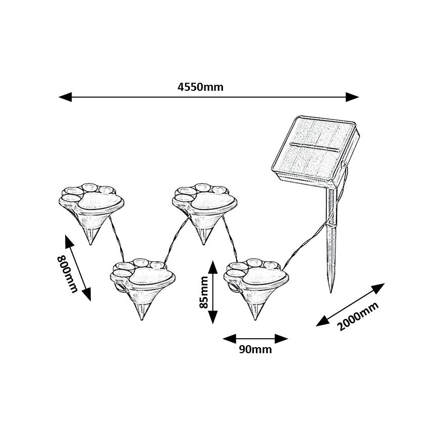 Rabalux - LED Napelemes lámpa 4xLED/0,06W/1,2V IP44 600 mAh
