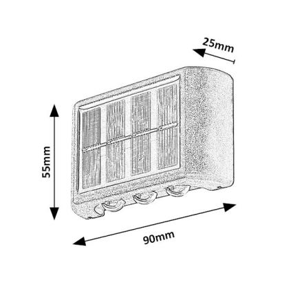 Rabalux 77024 - LED Napelemes fali lámpa LED/1,2W/1,2V IP44 600 mAh