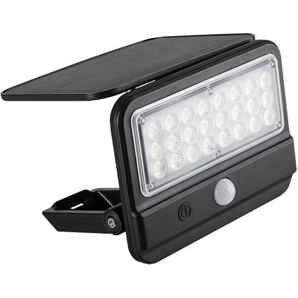 Rabalux - LED napelemes fali lámpa érzékelővel LED/7W/3,7V IP54 fekete 3000 mAh