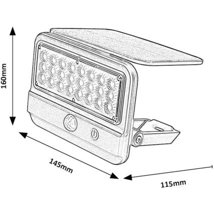 Rabalux - LED napelemes fali lámpa érzékelővel LED/7W/3,7V IP54 fekete 3000 mAh