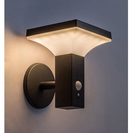 Rabalux - LED napelemes fali lámpa érzékelővel LED/4W/230V IP44 fekete 2200 mAh