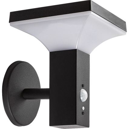 Rabalux - LED napelemes fali lámpa érzékelővel LED/4W/230V IP44 fekete 2200 mAh