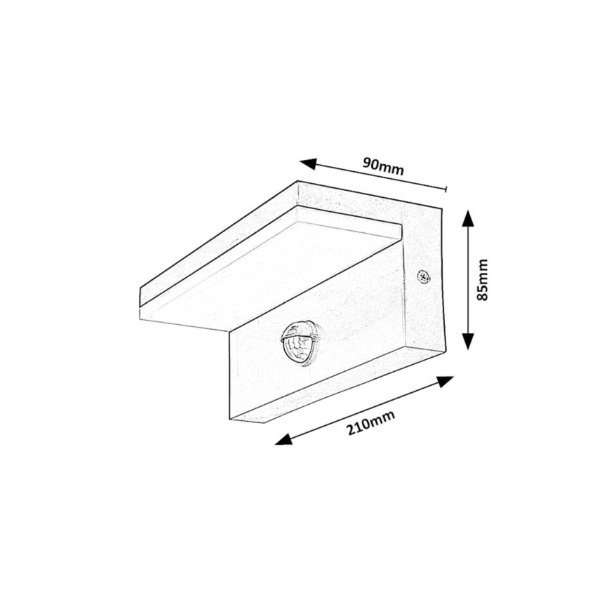 Rabalux - LED Kültéri fali lámpa érzékelővel LED/9W/230V 2700/4000/6500K IP54 fekete