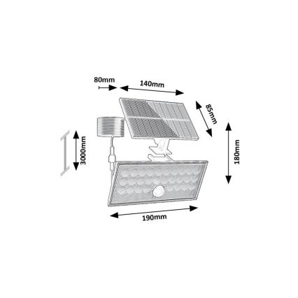 Rabalux - LED napelemes reflektor érzékelővel LED/8W/3,7V 1800mAh IP65 + távirányító