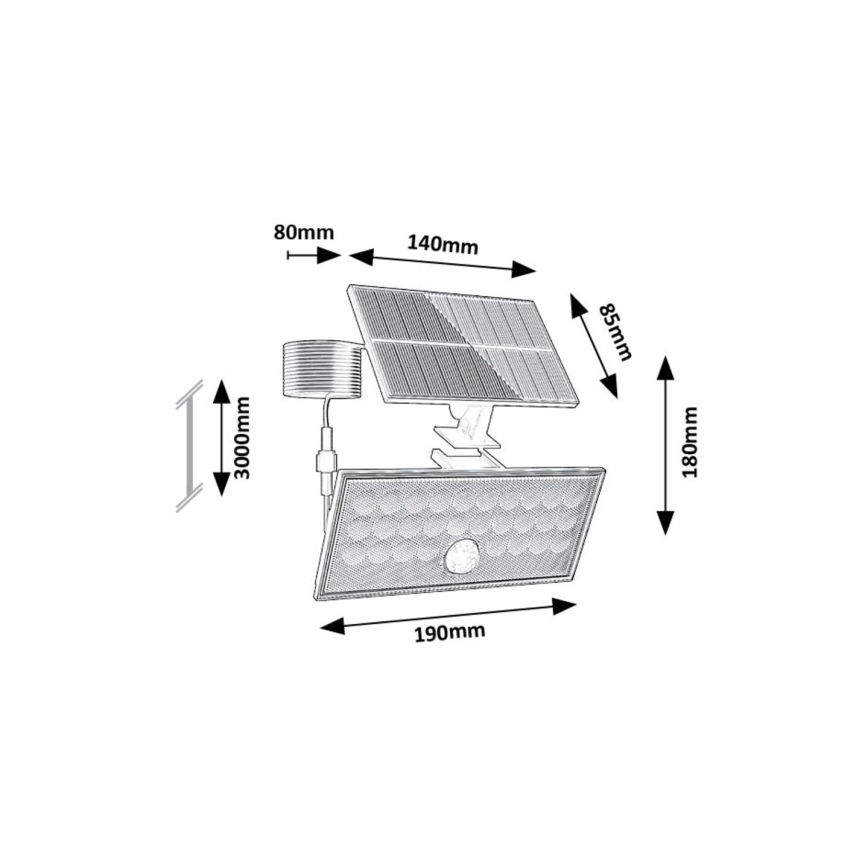 Rabalux - LED napelemes reflektor érzékelővel LED/8W/3,7V 1800mAh IP65 + távirányító
