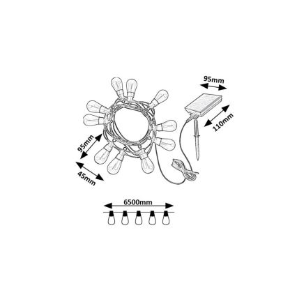 Rabalux - LED Napelemes lánc LED/3,6W/3,7V 6,5 m 1200mAh IP44
