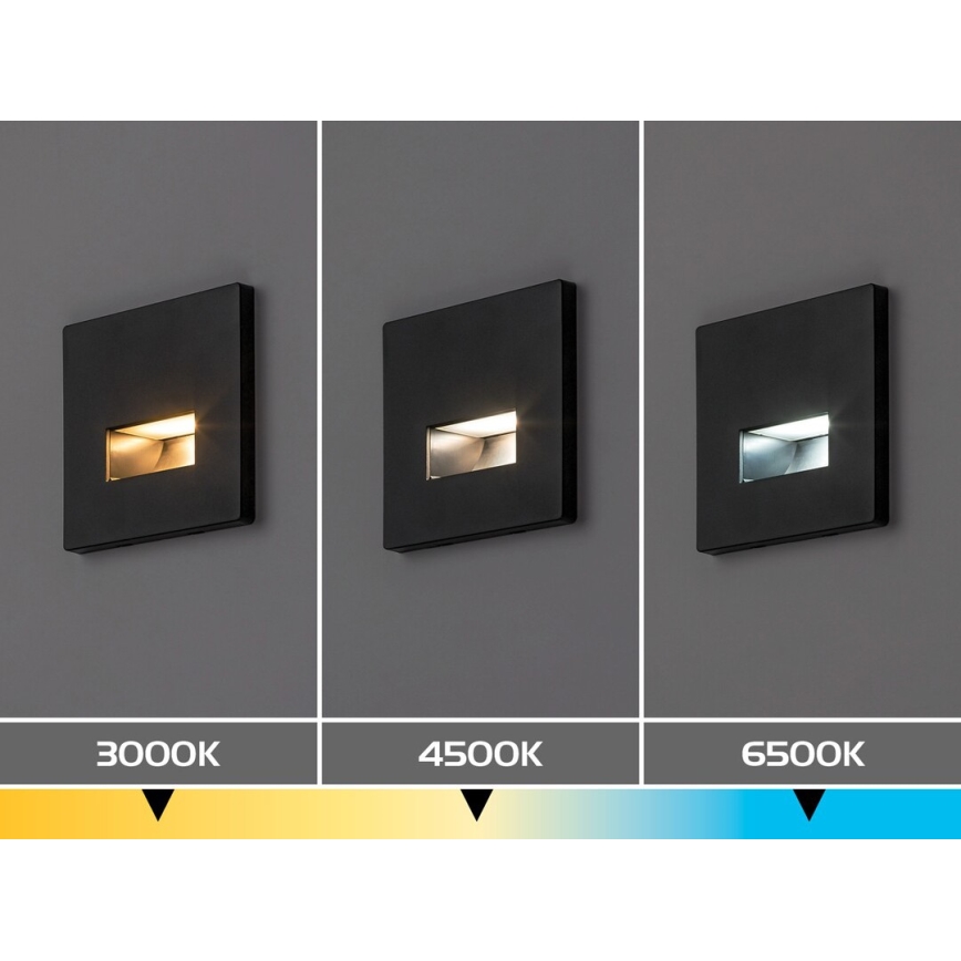 Rabalux - LED lépcsővilágító lámpa LED/1W/230V 3000/4500/6500K fekete