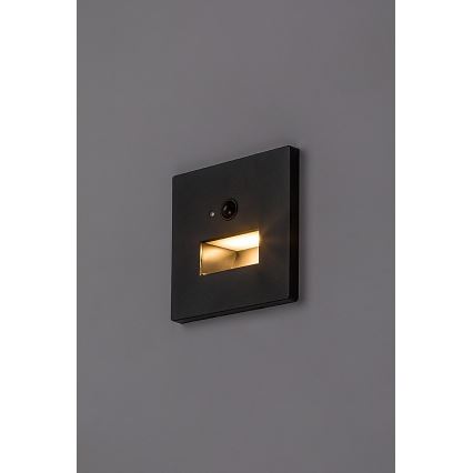 Rabalux - LED lépcsővilágító lámpatest mozgás- és alkonyatérzékelővel LED/1W/230V 3000/4500/6500K fekete