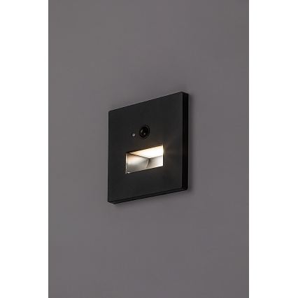 Rabalux - LED lépcsővilágító lámpatest mozgás- és alkonyatérzékelővel LED/1W/230V 3000/4500/6500K fekete