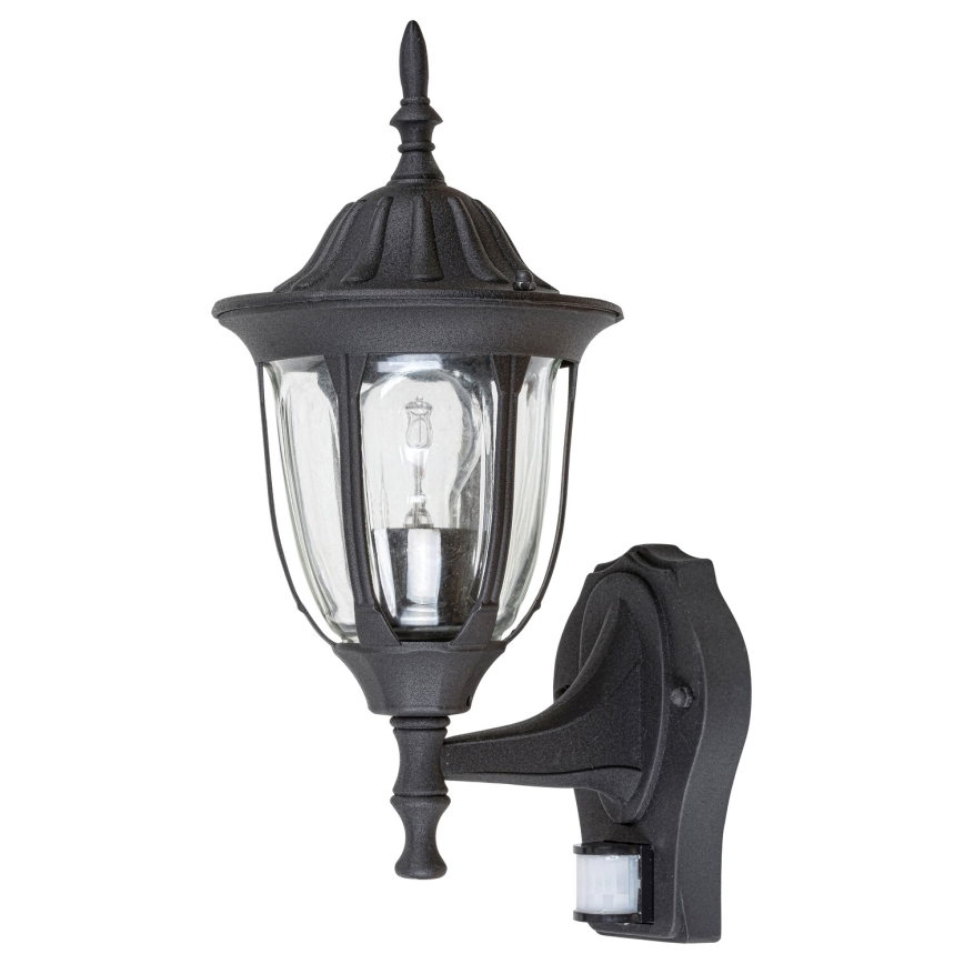 Kültéri fali lámpa  érzékelős 1xE27/60W/230V IP43 fekete