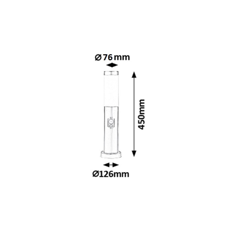 Rabalux 8267 - Kültéri lámpa érzékelővel INOX TORCH 1xE27/25W/230V IP44