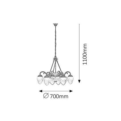 Rabalux 8636 - Csillár láncon ANNABELLA 6xE14/40W+2xE27/60W
