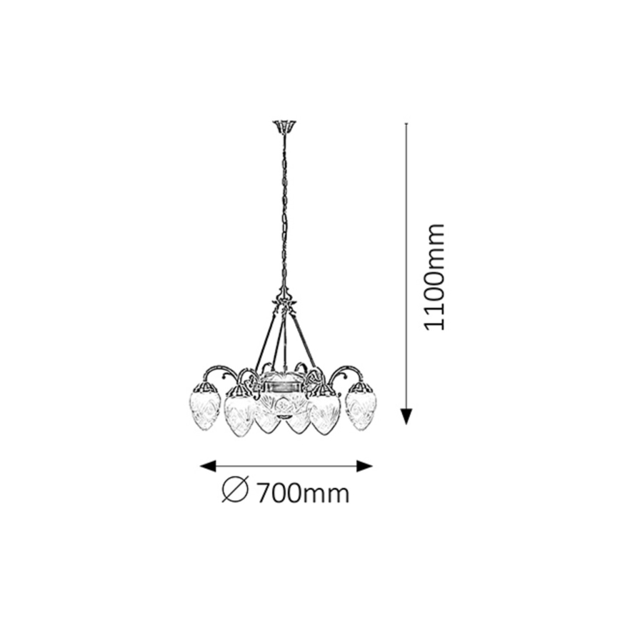 Rabalux 8636 - Csillár láncon ANNABELLA 6xE14/40W+2xE27/60W