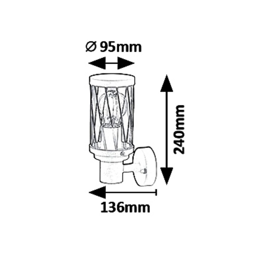 Rabalux 8888 - Kültéri fali lámpa  BUDAPEST 1xE27/40W/230V IP44