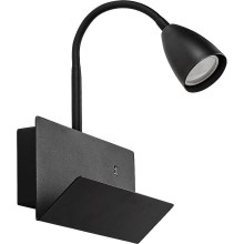 Rabalux - Fali lámpa polccal és USB port 1xGU10/25W/230V fekete