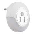 Rabalux - LED éjszakai lámpa aljzatba, érzékelővel, 2xUSB LED/13,9W/230V 3000K