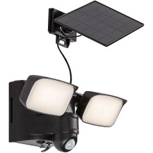 Rabalux - LED Napelemes fali flexibilis lámpa érzékelővel és external panel 2xLED/5W/3,7V IP54 fekete
