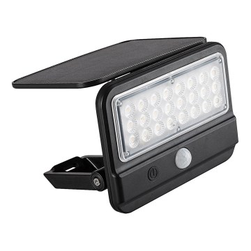 Rabalux - LED napelemes fali lámpa érzékelővel LED/7W/3,7V IP54 fekete 3000 mAh