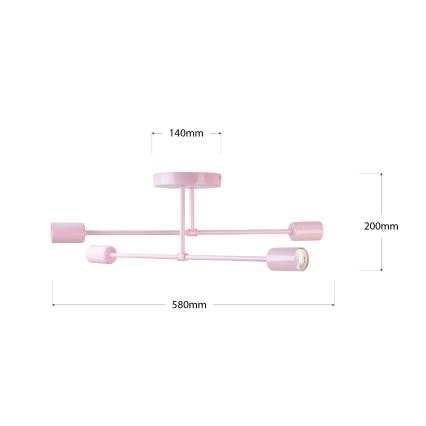 Ráépített CAMBRIDGE csillár 4xE27/15W/230V rózsaszín