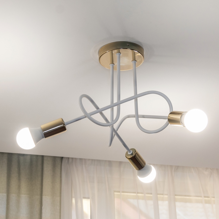 Ráépíthető csillár OXFORD 3xE27/15W/230V arany/fehér