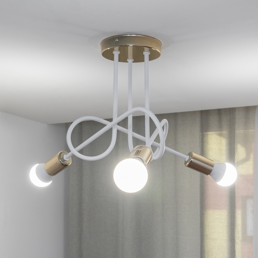 Ráépíthető csillár OXFORD 3xE27/15W/230V arany/fehér