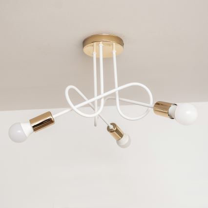 Ráépíthető csillár OXFORD 3xE27/15W/230V arany/fehér