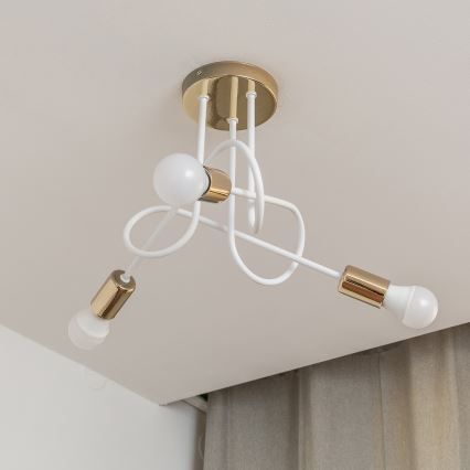 Ráépíthető csillár OXFORD 3xE27/15W/230V arany/fehér