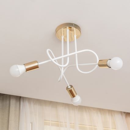 Ráépíthető csillár OXFORD 3xE27/15W/230V arany/fehér