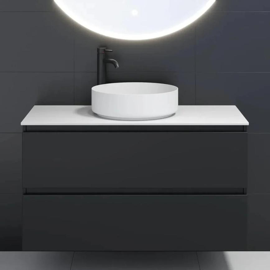 Ráépíthető LJORDAL mosdó, átmérő 40 cm, acél/fehér