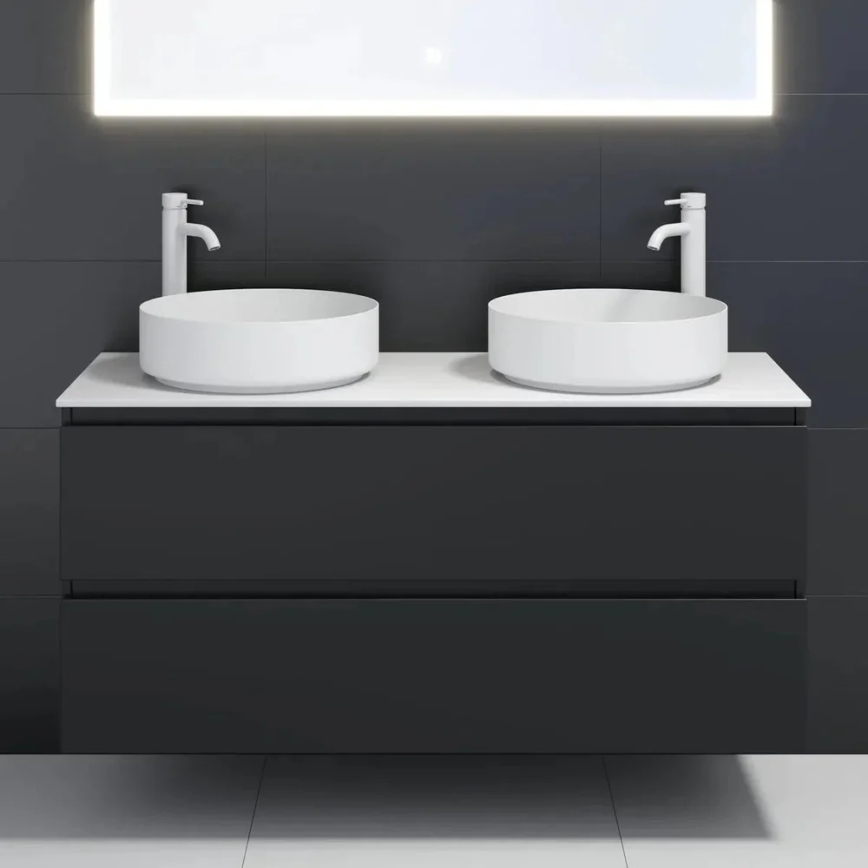 Ráépíthető LJORDAL mosdó, átmérő 40 cm, acél/fehér