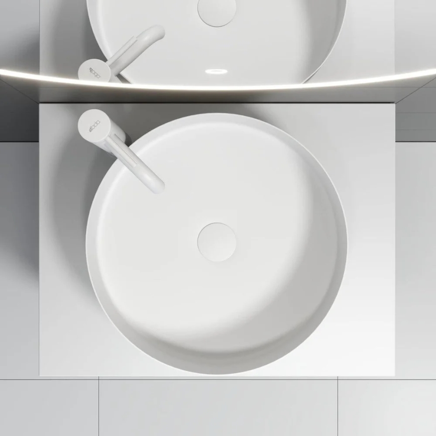 Ráépíthető LJORDAL mosdó, átmérő 40 cm, acél/fehér