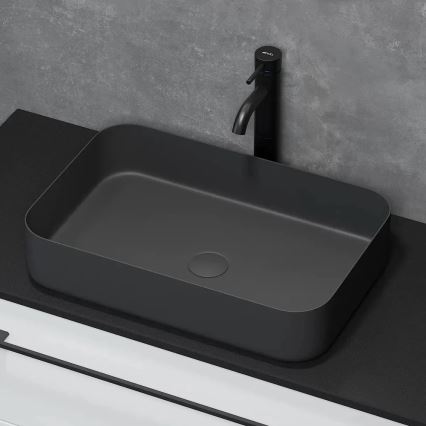 Ráépíthető mosdó LJORDAL 52x34 cm acél/fekete
