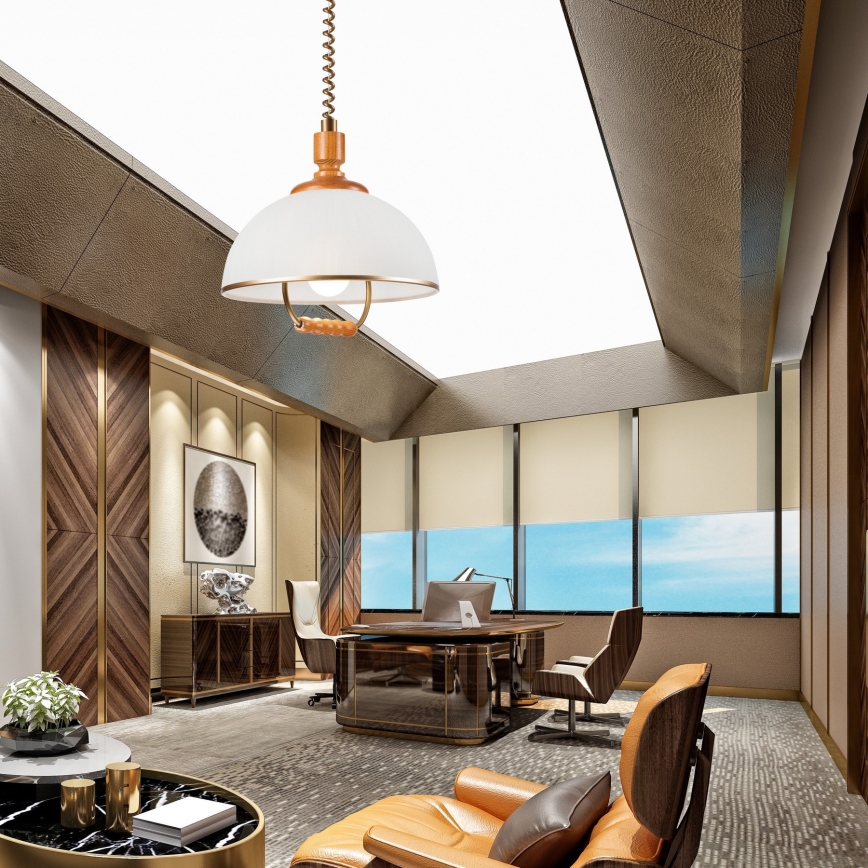 Behúzható lámpa RAMONA 1xE27/60W/230V bézs/barna/fenyő