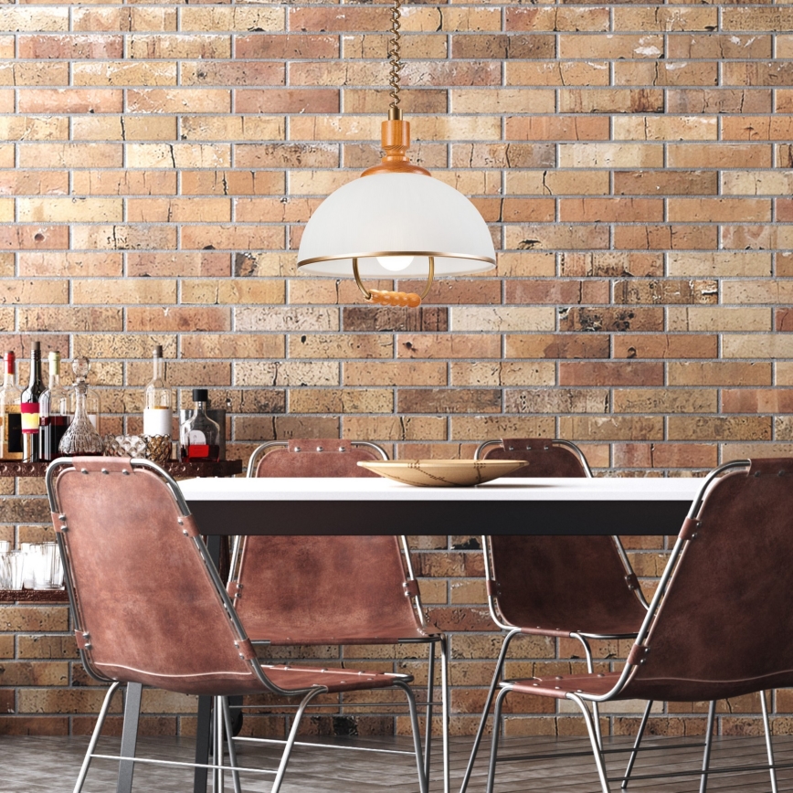 Behúzható lámpa RAMONA 1xE27/60W/230V bézs/barna/fenyő