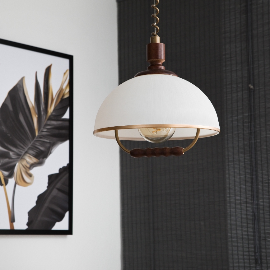 Behúzható lámpa RAMONA 1xE27/60W/230V bézs/sötétbarna/fenyő