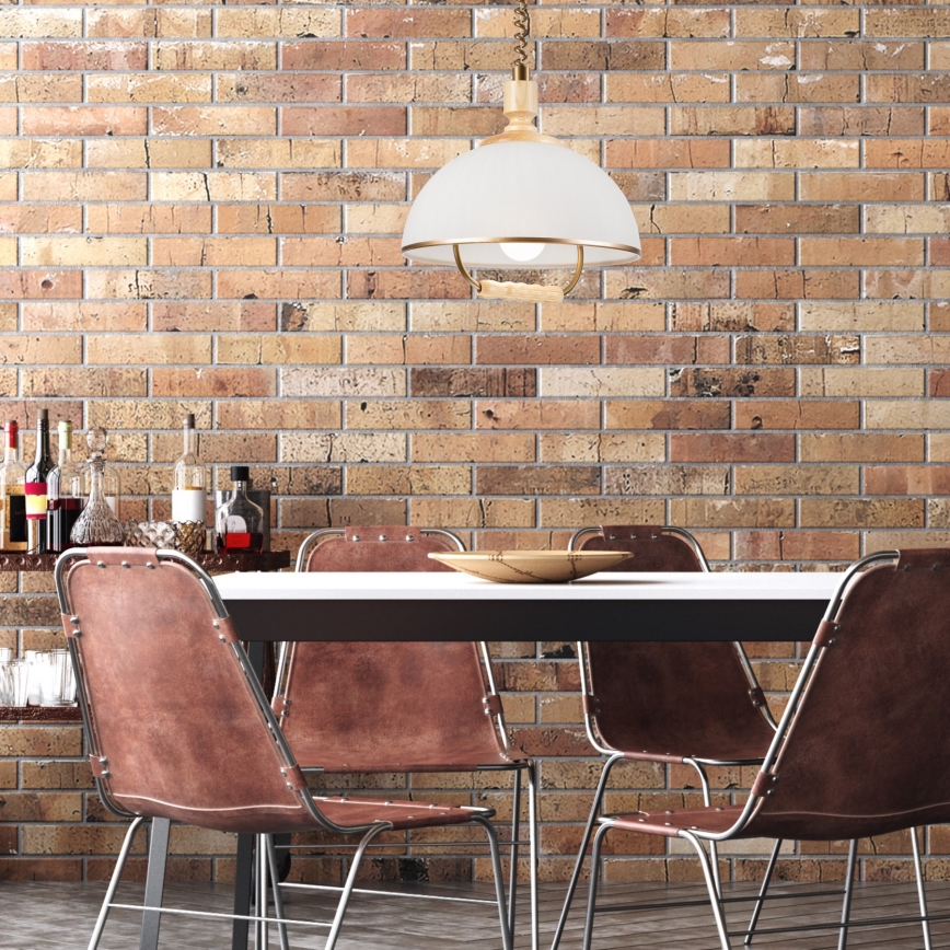 Lehúzható RAMONA csillár 1xE27/60W/230V bézs/világosbarna/fenyő