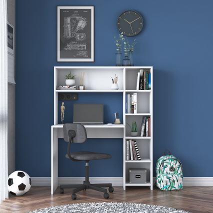 Munkasztal polccal RANI 113,2x141,8 cm fehér