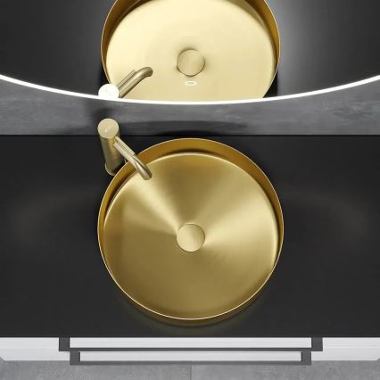 Ráültethető mosdó LJORDAL, Ø 40 cm, acél/sárgaréz