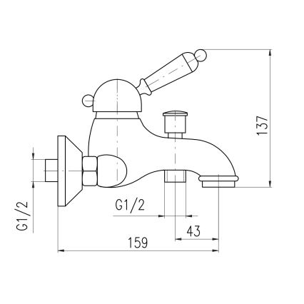RAV Slezák L554.5CMAT - LABE RETRO kádcsaptelep 13,7 cm matt fekete