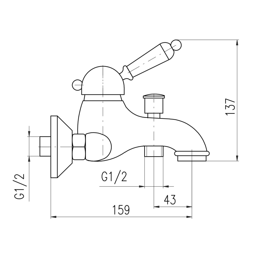 RAV Slezák L554.5SM - Kád csaptelep LABE RETRO 13,7 cm antik sárgaréz