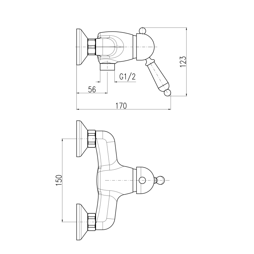 RAV Slezák L581.5CMAT - LABE RETRO zuhanycsaptelep 12,3 cm matt fekete