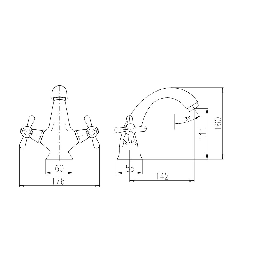 RAV Slezák MK128.0CMATSM - Mosdócsaptelep MORAVA RETRO 16 cm fekete/sárgaréz