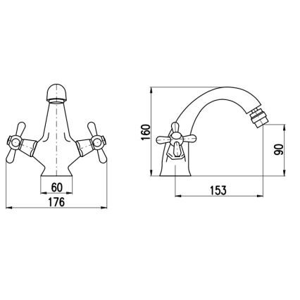 RAV Slezák MK143.0SM - Bidé csaptelep + leeresztő MORAVA RETRO 16 cm antik sárgaréz