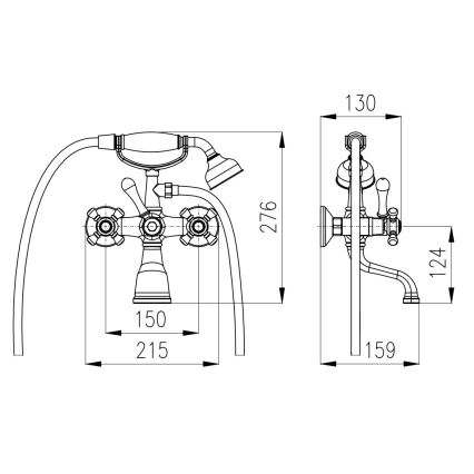 RAV Slezák MK159.5/2CMATSM - Kádgarnitúra csapteleppel MORAVA RETRO fekete/sárgaréz